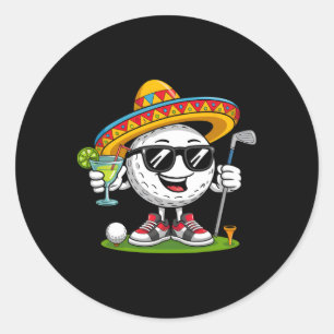 Adesivo Bola de Golfe Engraçada Cinco De Mayo Com Sombrero