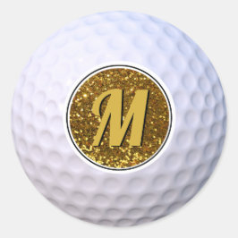 Adesivo Bola de Golfe Falso Glitter Dourado Monograma Pers