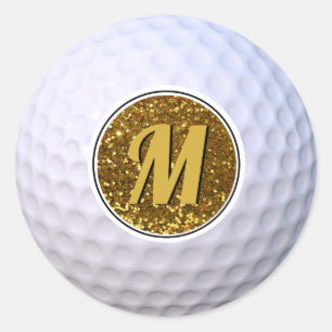 Adesivo Bola de Golfe Falso Glitter Dourado Monograma Pers