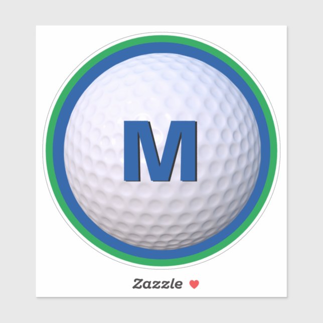 Adesivo Bola de Golfe Moderna Personalizar Monograma Letra (Folha)