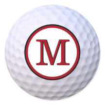 Bola de Golfe Monograma Personalizável Vermelho