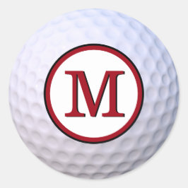 Adesivo Bola de Golfe Monograma Personalizável Vermelho
