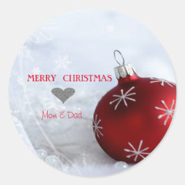 Adesivo Bola de Natal Vermelha Elegante com Flocos de Neve
