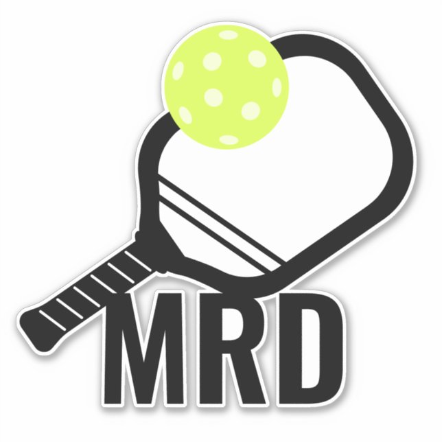 Adesivo Bola de Pickleball + Iniciais de Monograma de Padd (Frente)