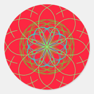 Adesivo Bola verde vermelha da energia da arte da mandala