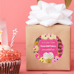 Adesivo Bolachas e Cupcake de bolos doces e doces