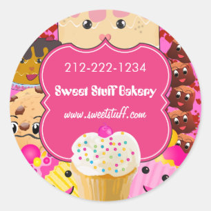 Adesivo Bolachas e Cupcake de bolos doces e doces