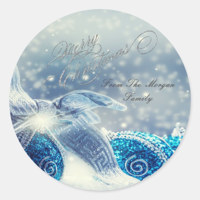 Adesivo Bolas de Natal Azuis Elegantes (Frente)