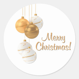 Adesivo Bolas de Natal Douradas e Brancas com Texto Person
