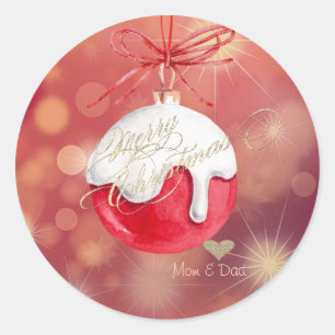 Adesivo Bolas de Natal Vermelhas Empresa Bokeh Vermelho