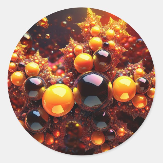 Adesivo Bolas De ouro E Estrelas Fractais (Frente)
