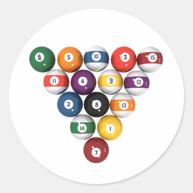 Adesivo Bolas de piscina/Bilhetes: modelo 3D: (Frente)
