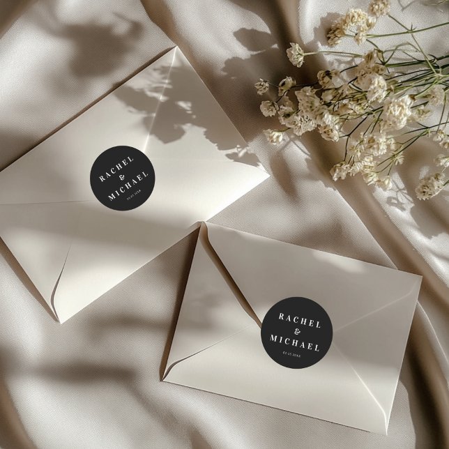 Adesivo Bold  Black Wedding (Bold Black Wedding Classic Round Sticker)