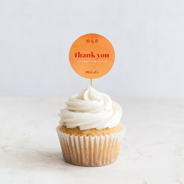 Adesivo Bold Chic Orange Sunset Monogram Thank You Wedding