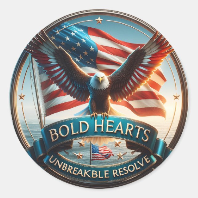 Adesivo Bold Hearts Patriotic Stickers - EUA Espírito Fort (Frente)