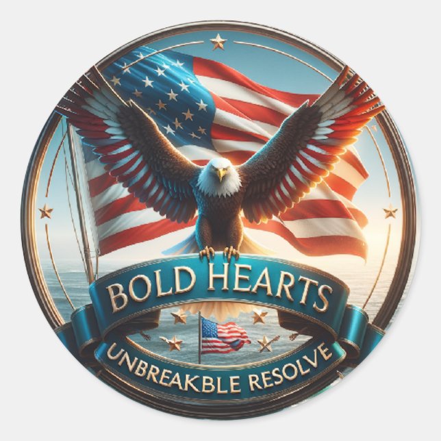 Adesivo Bold Hearts Patriotic Stickers - EUA Espírito Fort (Frente)