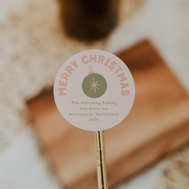 Adesivo Bold Modern Coral Feliz Envelope de Natal (Criador carregado)