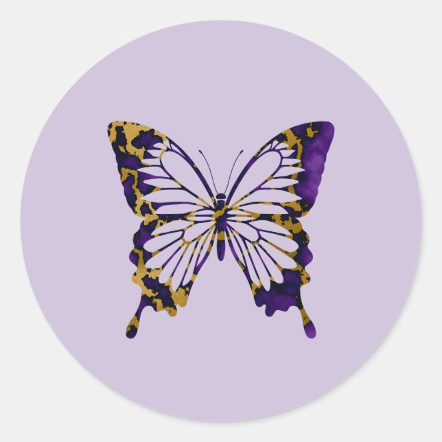 Adesivo Bold Royal Purple e Dourada Marble Butterfly (Frente)