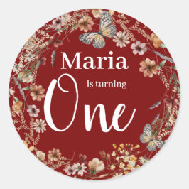 Adesivo Bold Rustic Floral Baby Birday