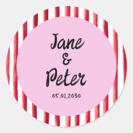 Adesivo Bold Stripes Modern Red and Pink Wedding Stickers
