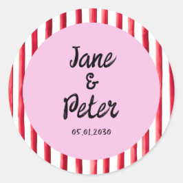 Adesivo Bold Stripes Modern Red and Pink Wedding Stickers