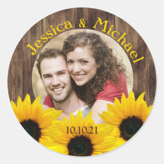 Adesivo Bold Sunflower Wood Foto Casamento Salvar Data