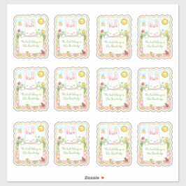 Adesivo Boletins de coelho rosa retangular