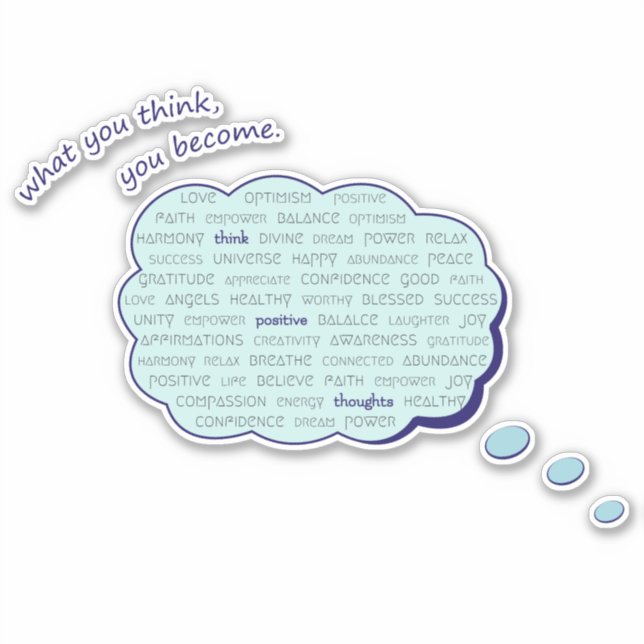 Adesivo Bolha azul inspiradora de energia de pensamento po (Frente)