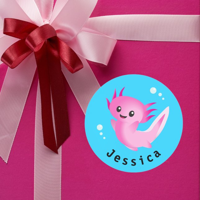 Adesivo Bolha de Axolotl roxa-branca-branca com nome (Criador carregado)