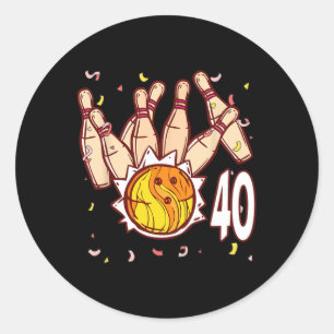 Adesivo Boliche Aniversário de 40 anos Tema de Boliche 40 