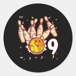 Adesivo Boliche Aniversário de 9 anos Tema de Boliche 9 An