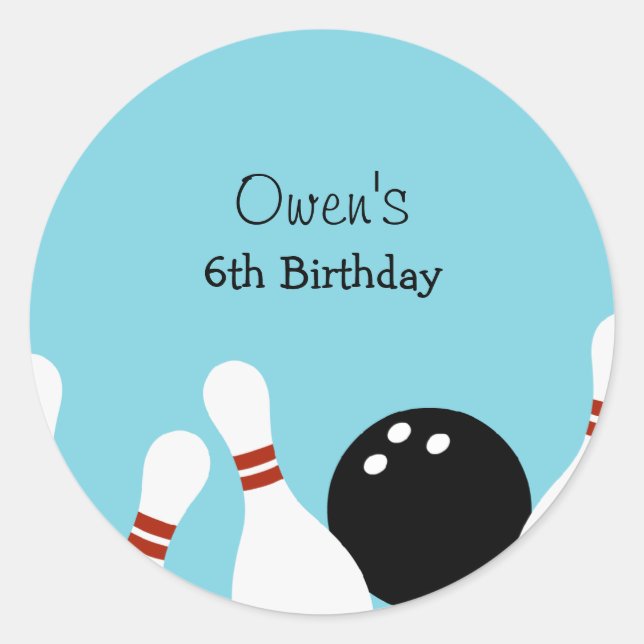 Adesivo Boliche Diversão Favor Stickers (Turquesa) (Frente)