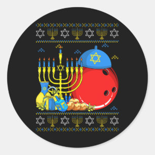 Adesivo Boliche Engraçada Ll Menorah E Dreidel Ugly Hanukk