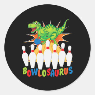 Adesivo Boliche Engraçado Pun T-rex Dinosaur Bowlosaurus