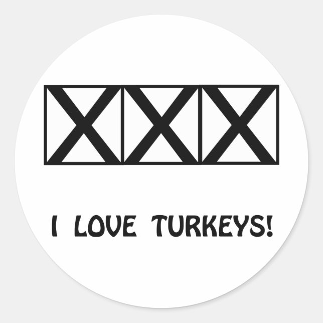 Adesivo Boliche, Eu Adoro Turkeys T-Shirts e presentes (Frente)