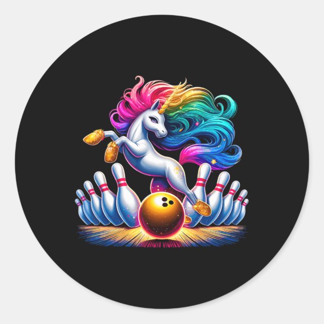 Adesivo Boliche Pins Engraçado Unicorn Sport Bowler (Frente)