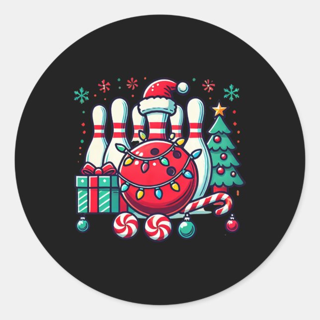 Adesivo Boliches de Natal Reindeer Xmas Bowler Men Win (Frente)