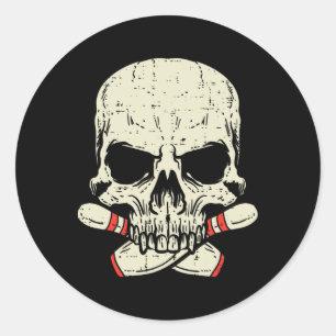 Adesivo Boliches do crânio Pinos Cabeça do esqueleto Homen