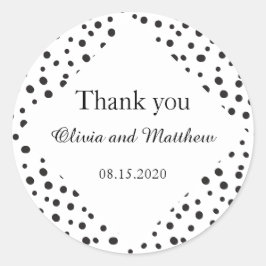 Adesivo Bolinhas. Casamento Negro e Branco Obrigado