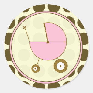 Adesivo Bolinhas castanha e Carruagem rosa para bebês