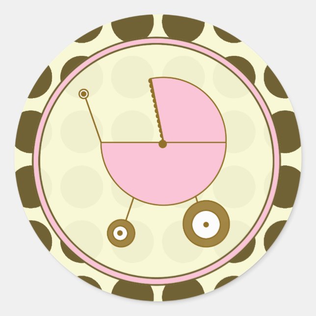 Adesivo Bolinhas castanha e Carruagem rosa para bebês (Frente)