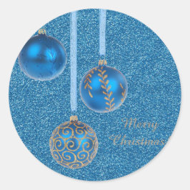 Adesivo Bolinhas de Natal Dourado Azul Brilhante