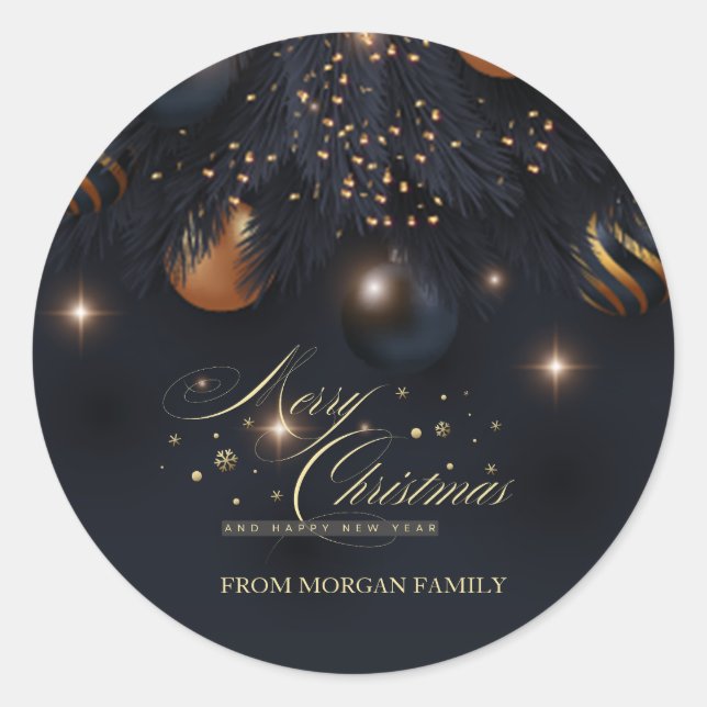 Adesivo Bolinhas de Natal Ramos de Pinheiro Preto (Frente)