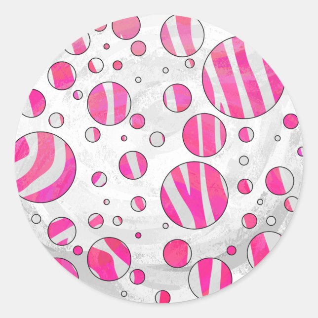 Adesivo Bolinhas de zebra branca e rosa quente (Frente)