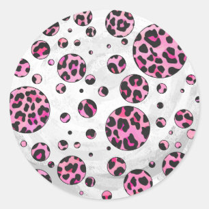 Adesivo Bolinhas-leopardo Impressão preto e rosa-quente