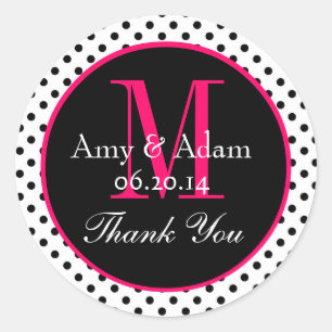Adesivo Bolinhas Negras Cor-de-Rosa Favor de Casamento Obr
