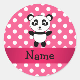 Adesivo Bolinhas personalizadas do branco do rosa da panda