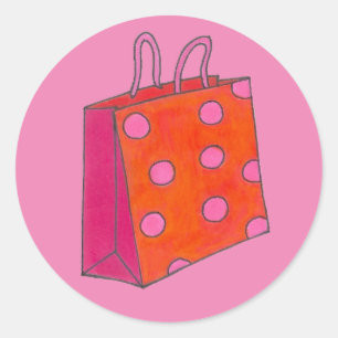 Adesivo Bolinhas Rosa Adoro Saco de Compras