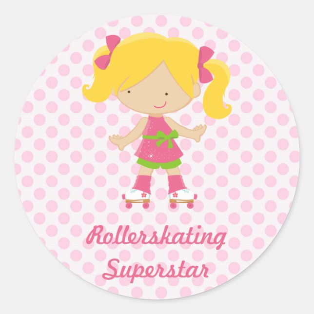 Adesivo Bolinhas rosa Loura Rollerskate Superstar Sti (Frente)