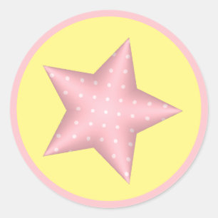 Adesivo Bolinhas rosa - Puffy Star no amarelo